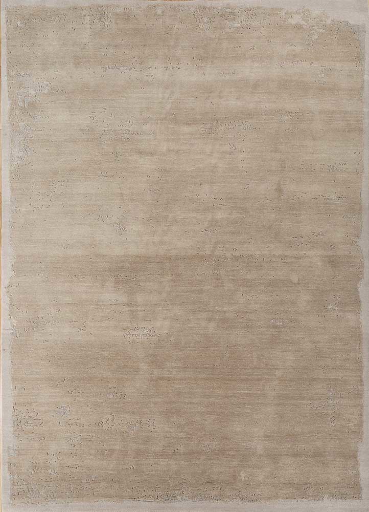 ivory ivory wool and silk hand knotted Rug