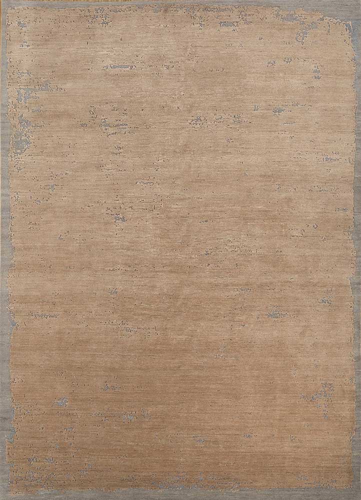 beige and brown beige and brown wool and silk hand knotted Rug