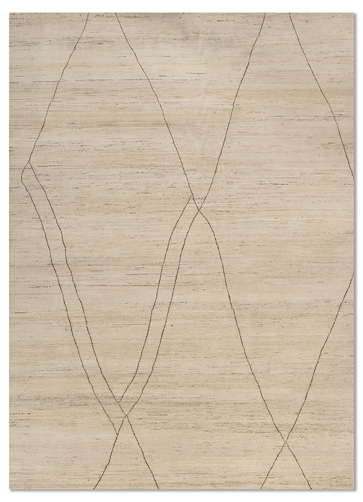 zuri ivory wool hand knotted Rug - HeadShot