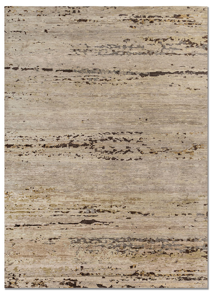 entropy beige and brown afghan wool hand knotted Rug - HeadShot