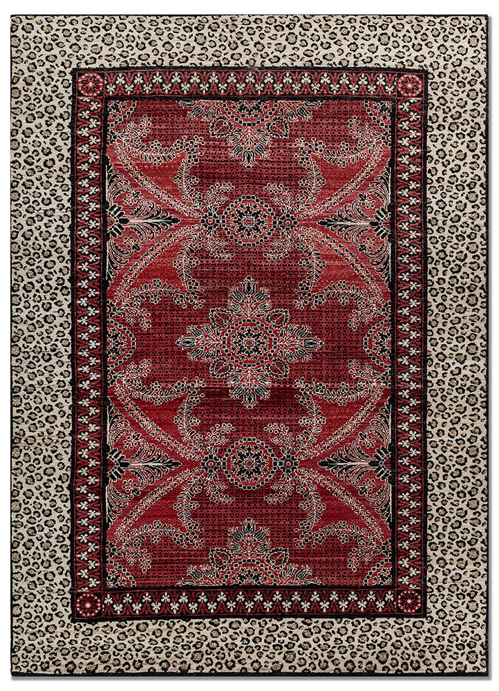 Malmaison by Peter D'Ascoli  red and orange afghan wool hand knotted Rug