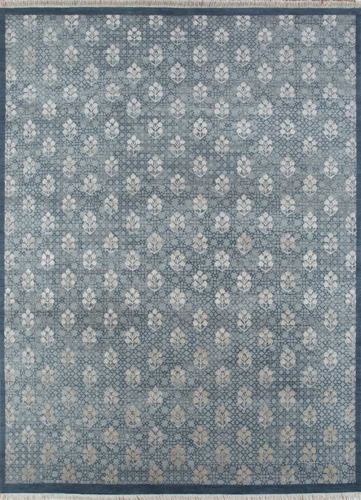 inde rose grey and black wool and silk hand knotted Rug - HeadShot inde rose grey and black wool and silk hand knotted Rug - HeadShot
