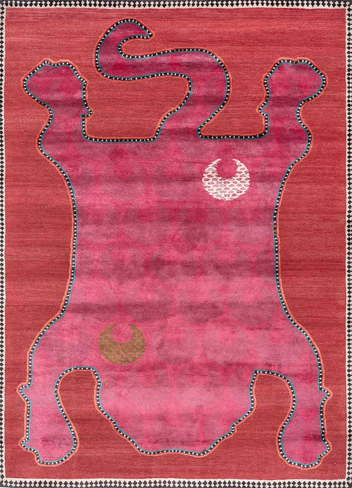 majnun red and orange wool and silk hand knotted Rug - HeadShot majnun red and orange wool and silk hand knotted Rug - HeadShot