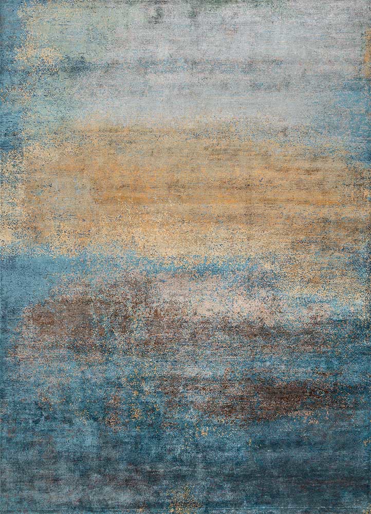  blue bamboo silk hand knotted Rug