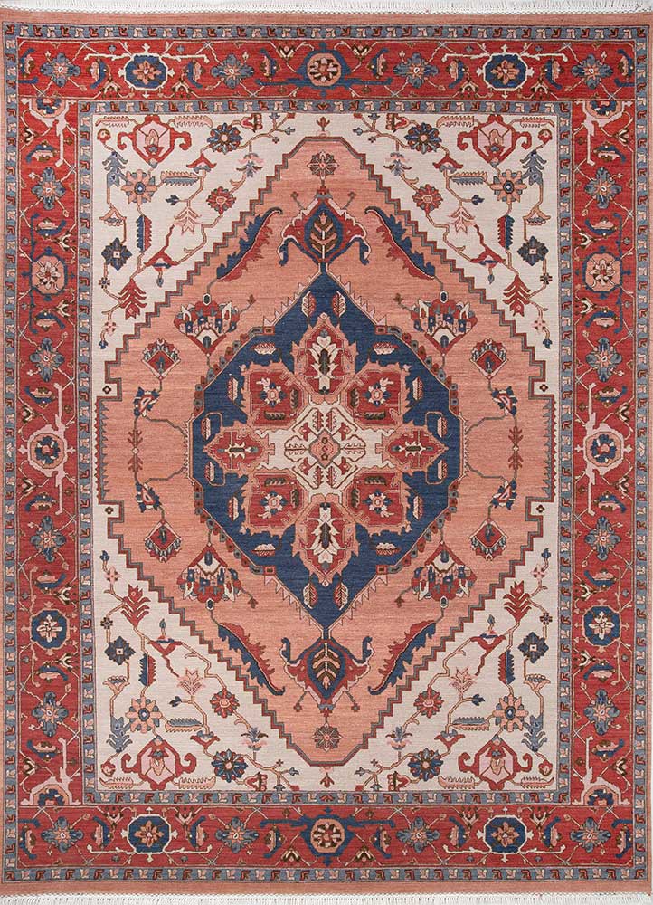 savana red and orange wool hand knotted Rug - HeadShot