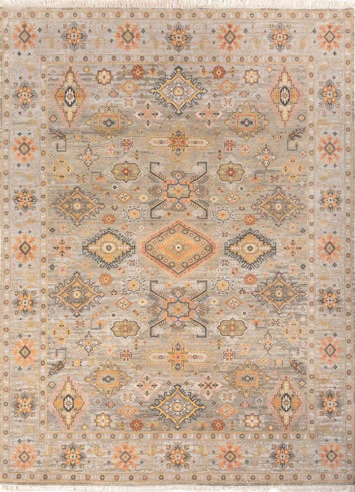 savana beige and brown wool hand knotted Rug