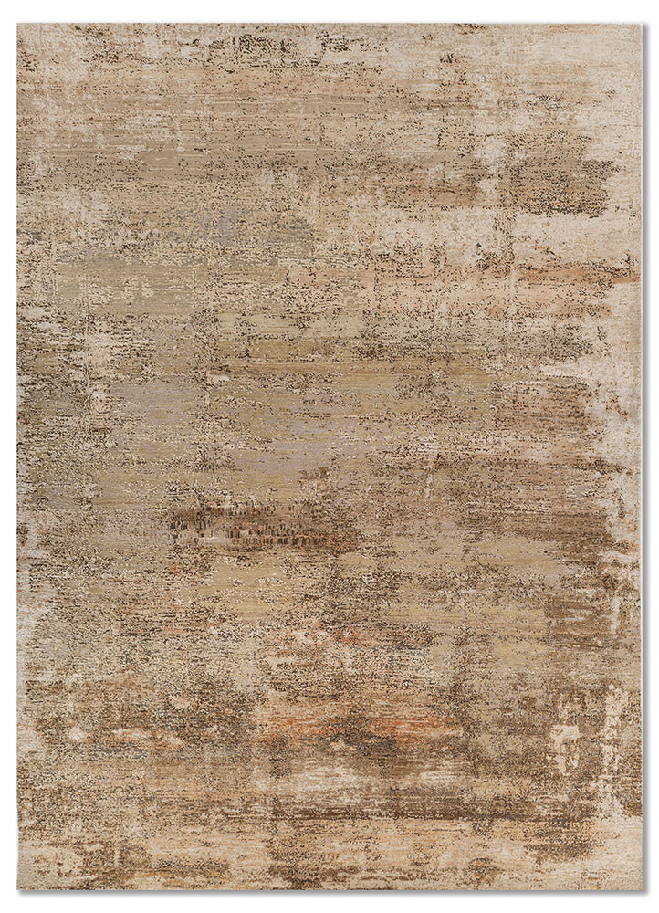 ivory ivory wool and silk hand knotted Rug