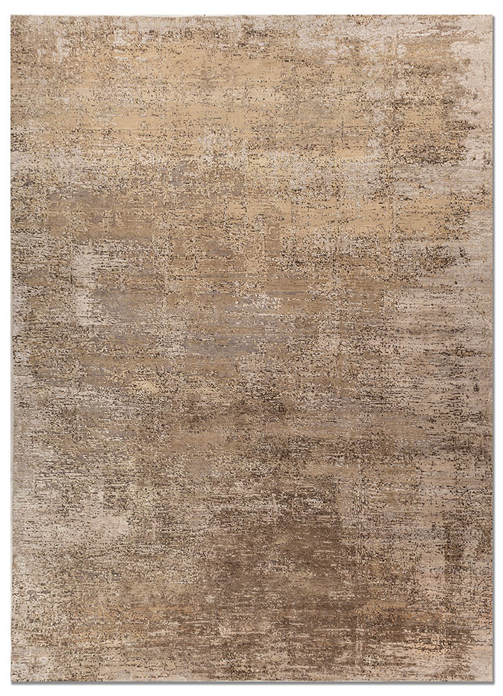  ivory wool and silk hand knotted Rug
