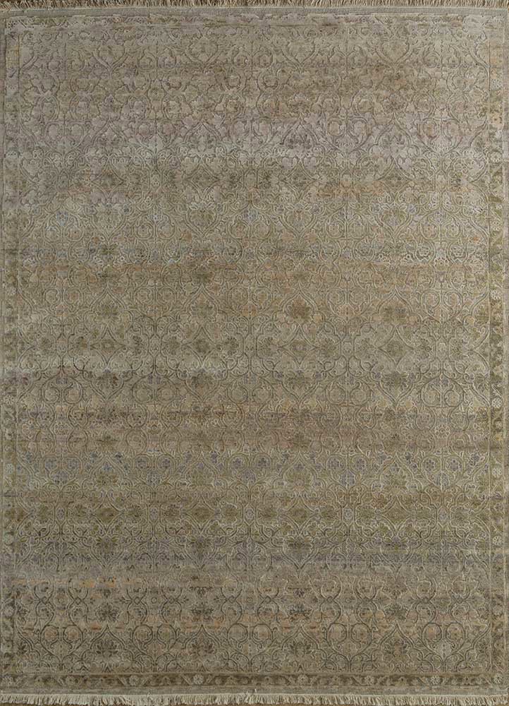 viscaya ivory afghan wool and silk hand knotted Rug - HeadShot