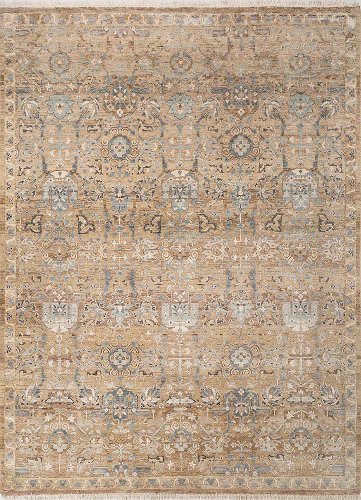 viscaya gold afghan wool and silk hand knotted Rug