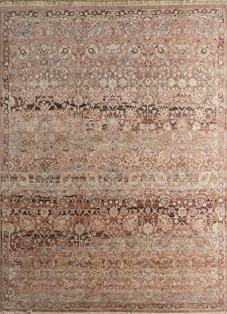 viscaya red and orange afghan wool and silk hand knotted Rug - HeadShot viscaya red and orange afghan wool and silk hand knotted Rug - HeadShot