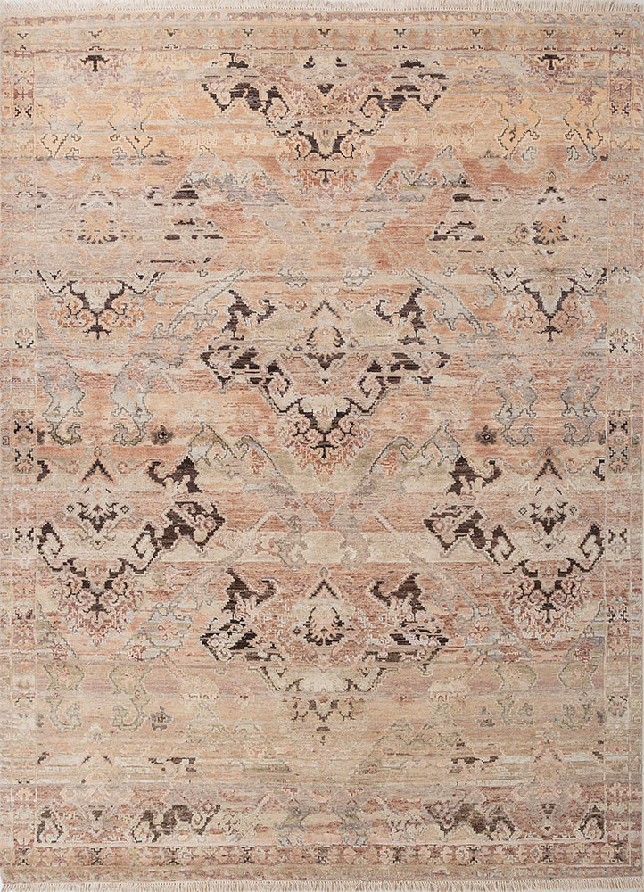 viscaya beige and brown afghan wool and silk hand knotted Rug - HeadShot viscaya beige and brown afghan wool and silk hand knotted Rug - HeadShot