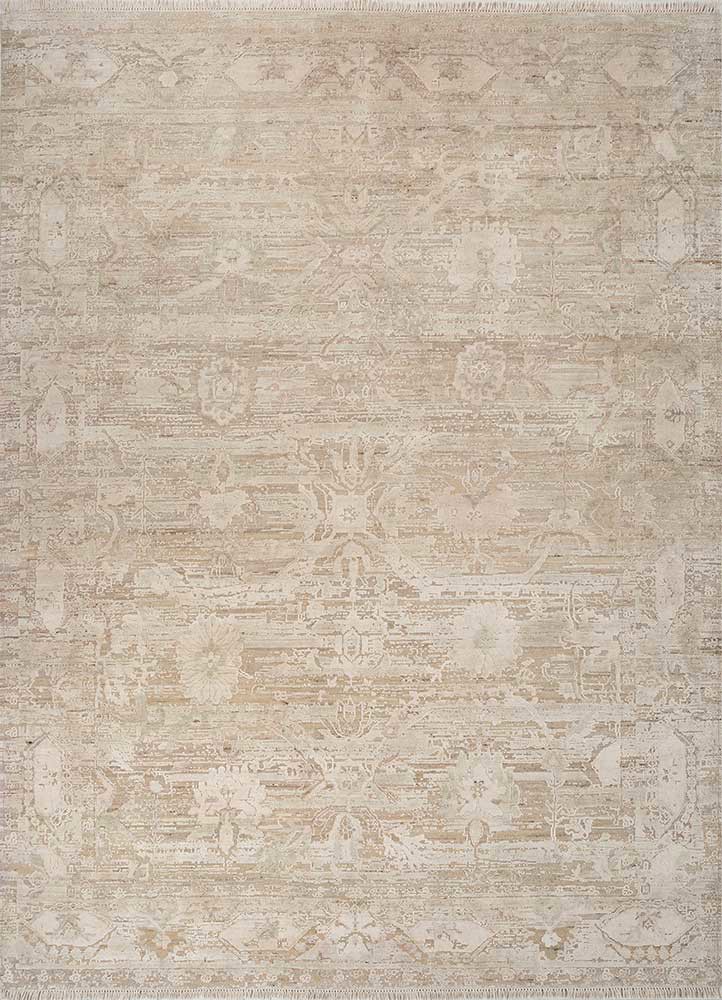 aprezo ivory afghan wool and silk hand knotted Rug - HeadShot aprezo ivory afghan wool and silk hand knotted Rug - HeadShot