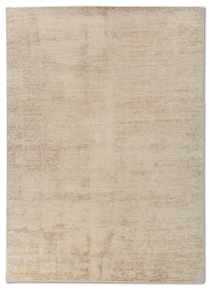 entropy ivory wool and silk hand knotted Rug - HeadShot