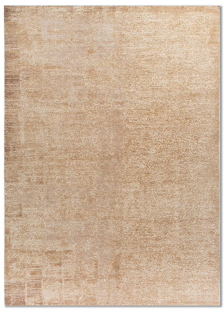  beige and brown wool and silk hand knotted Rug