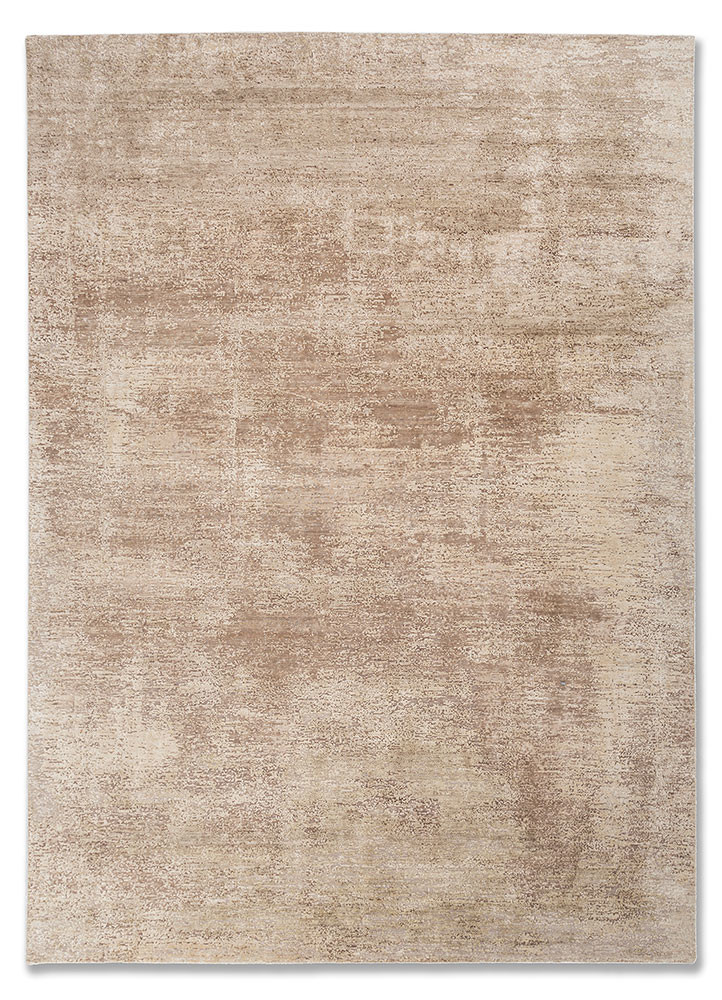 ivory ivory wool and silk hand knotted Rug
