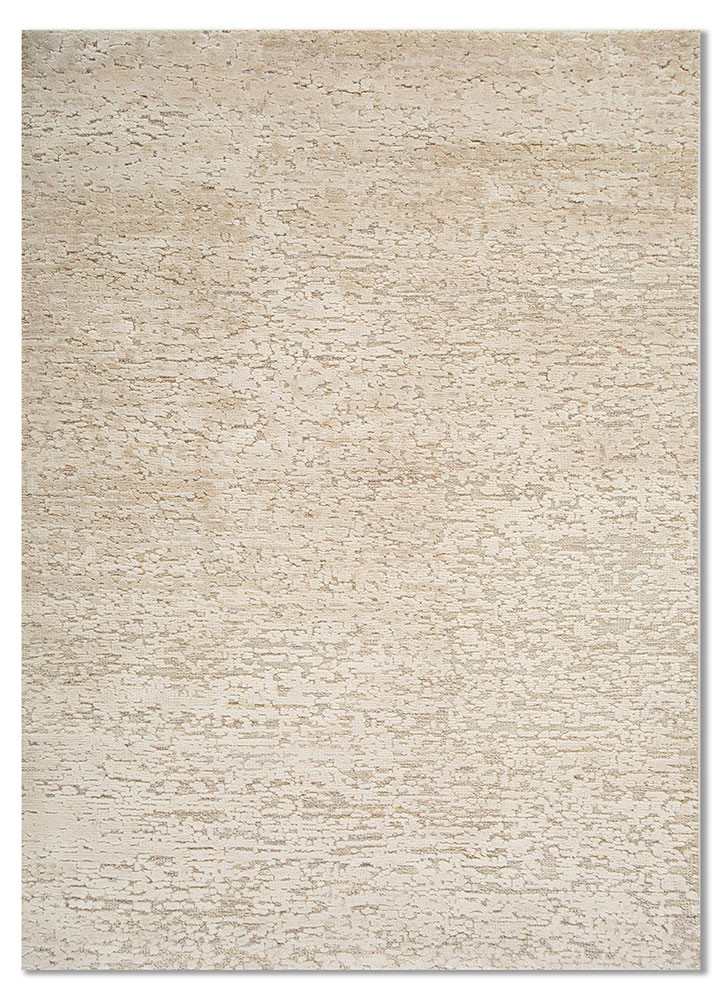 entropy beige and brown wool and silk hand knotted Rug - HeadShot