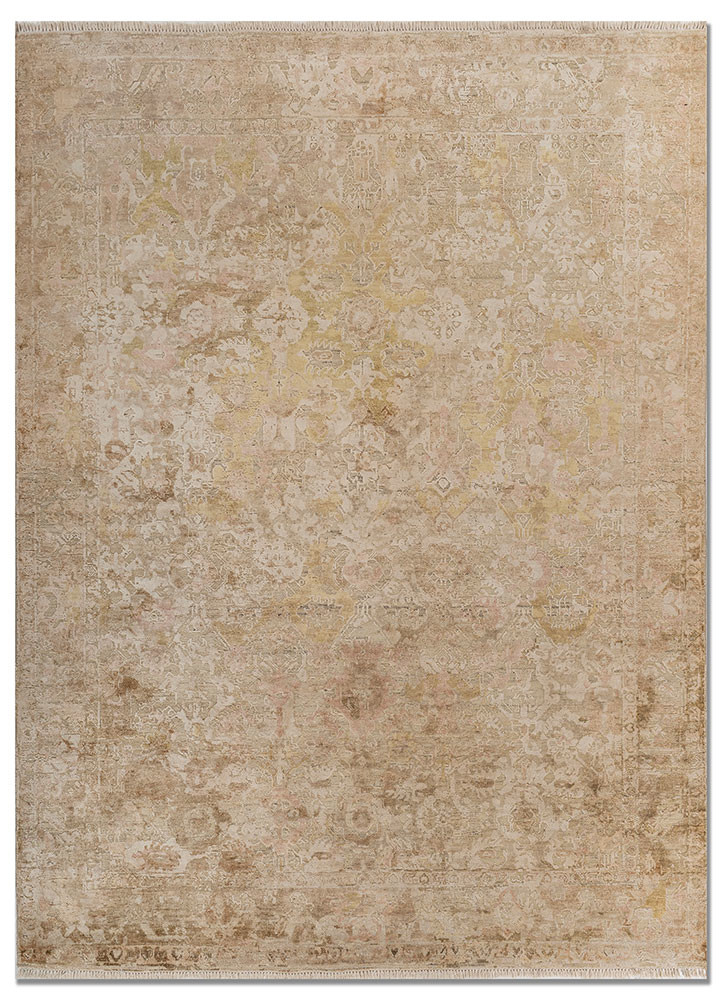 viscaya ivory afghan wool and silk hand knotted Rug - HeadShot