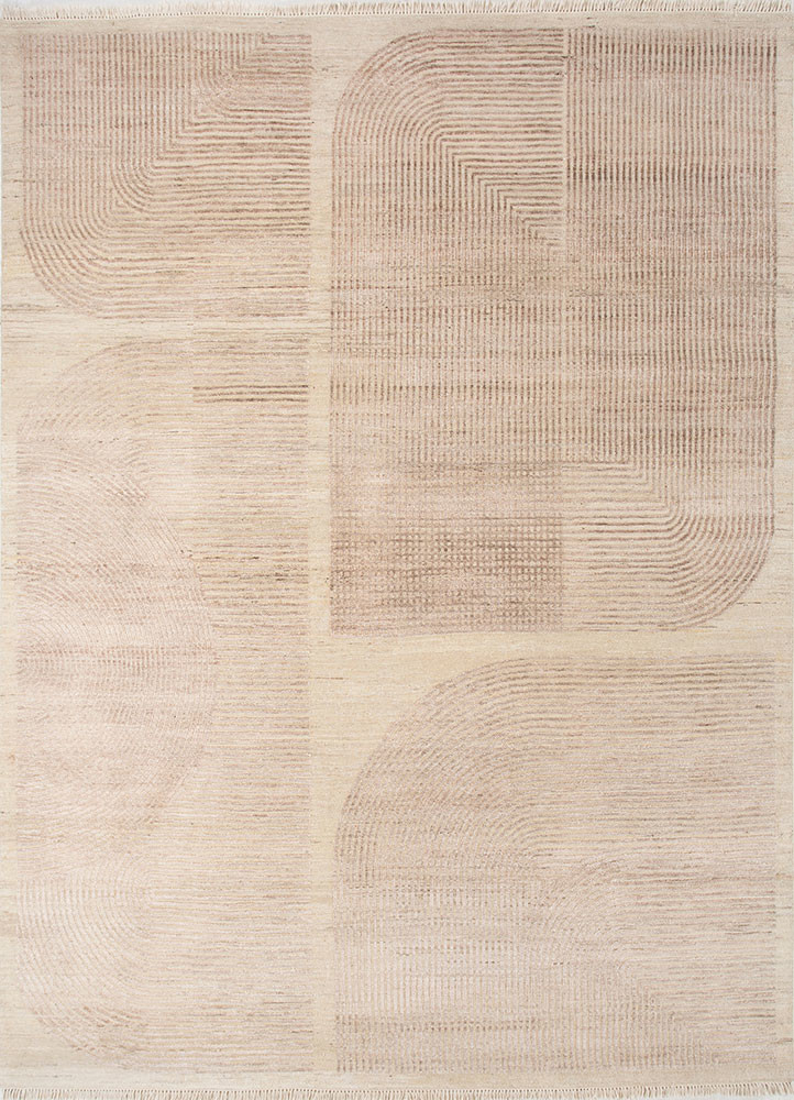 ivory afghan wool and silk hand knotted Rug
