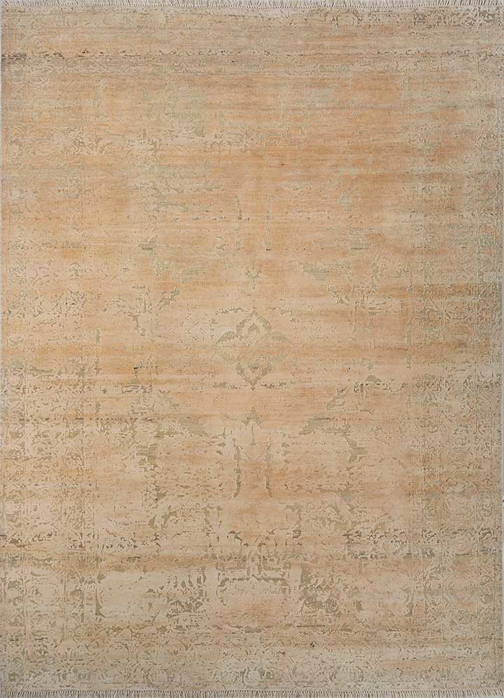  ivory afghan wool and silk hand knotted Rug