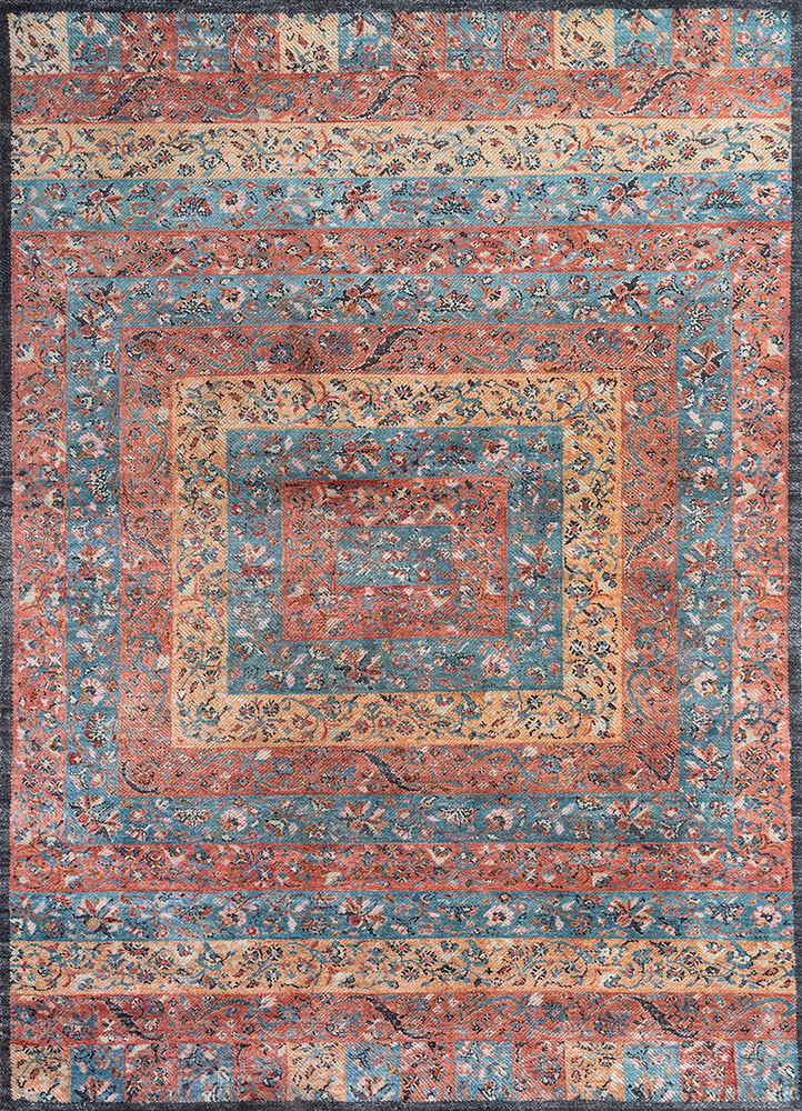 red and orange kani red and orange wool and silk hand knotted Rug