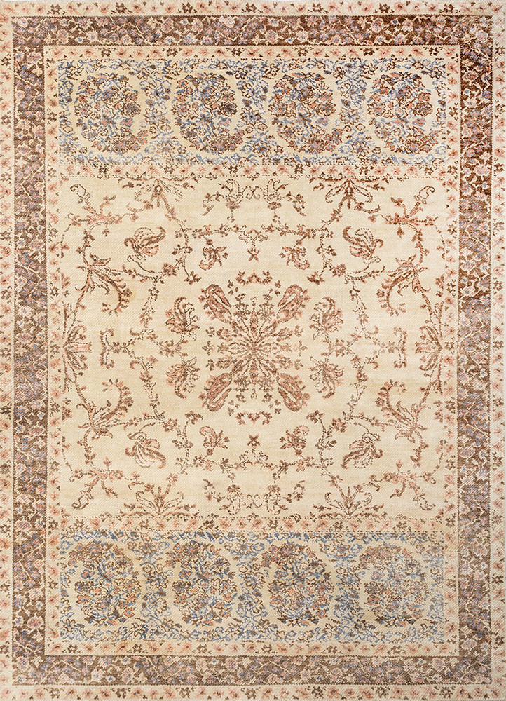  gold wool and silk hand knotted Rug