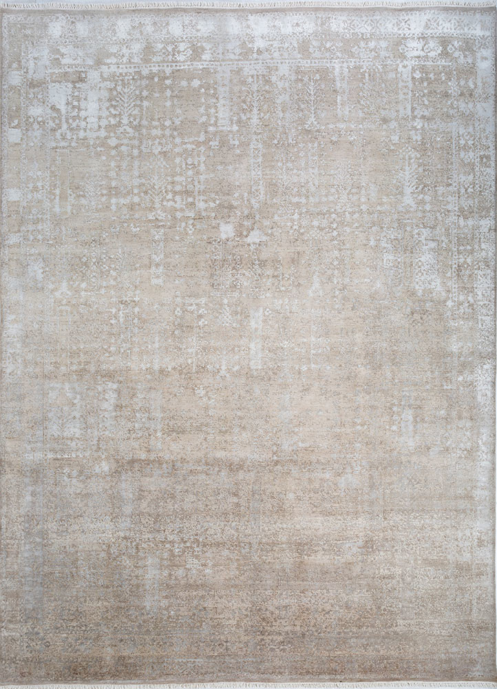 far east ivory wool and bamboo silk hand knotted Rug - HeadShot far east ivory wool and bamboo silk hand knotted Rug - HeadShot