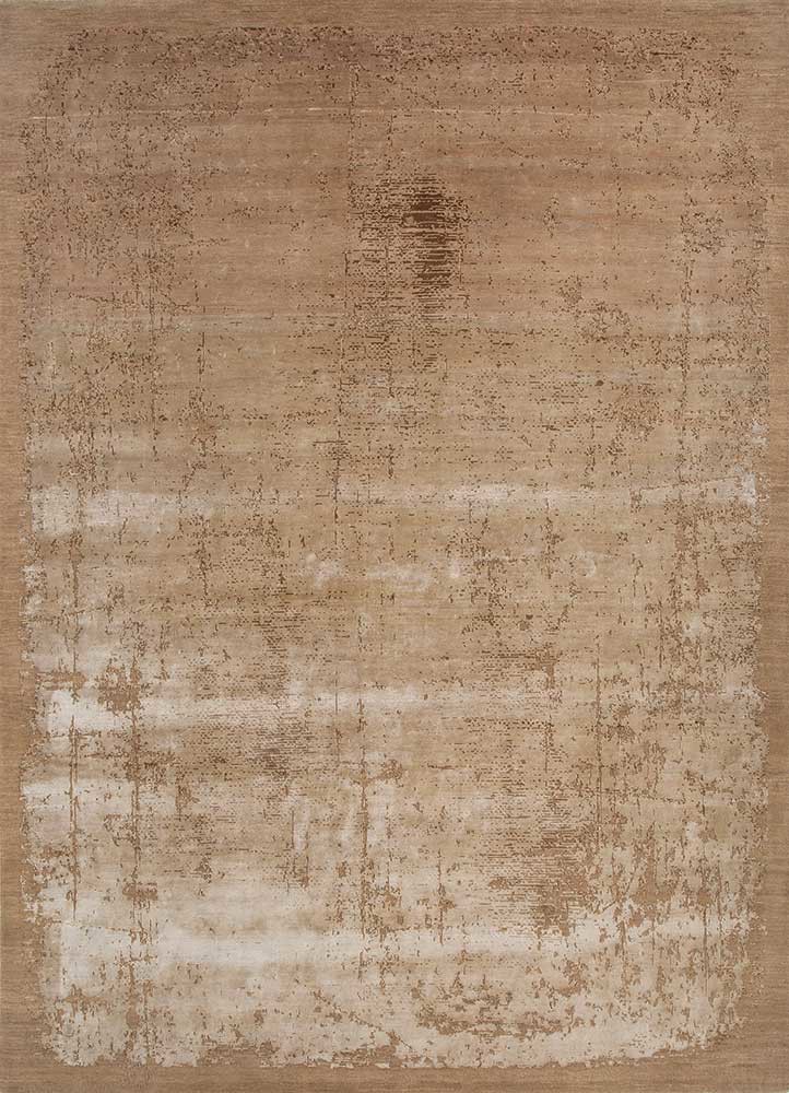 entropy beige and brown wool and bamboo silk hand knotted Rug - HeadShot entropy beige and brown wool and bamboo silk hand knotted Rug - HeadShot
