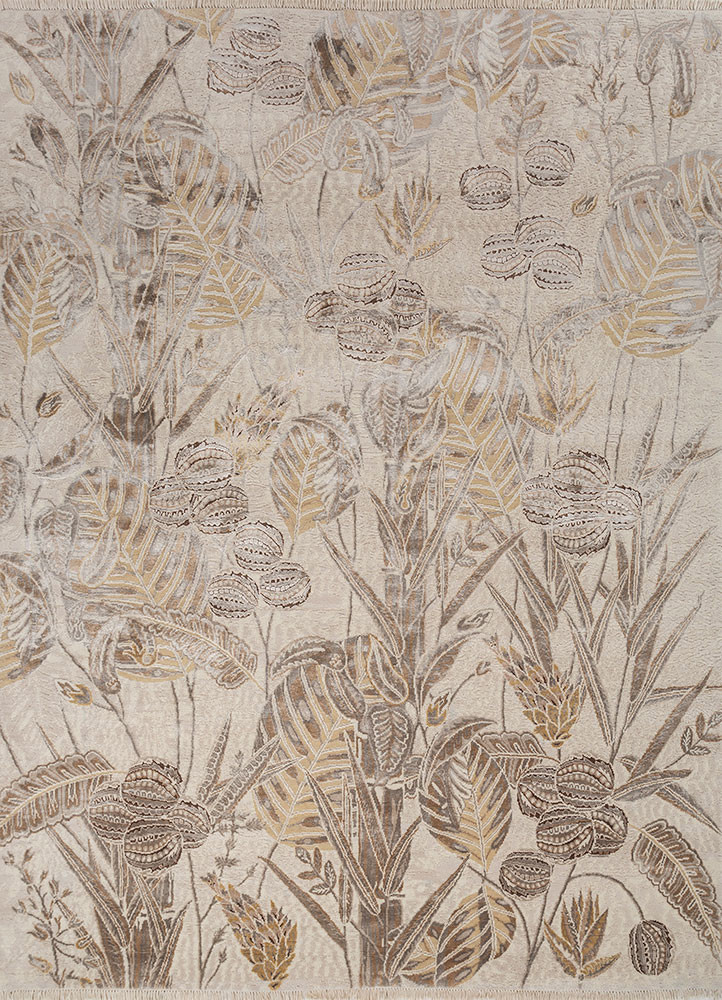 pansy ivory wool and bamboo silk hand knotted Rug - HeadShot pansy ivory wool and bamboo silk hand knotted Rug - HeadShot