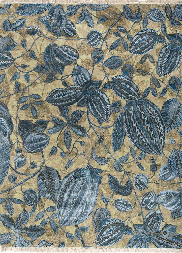 pansy green wool and bamboo silk hand knotted Rug - HeadShot pansy green wool and bamboo silk hand knotted Rug - HeadShot
