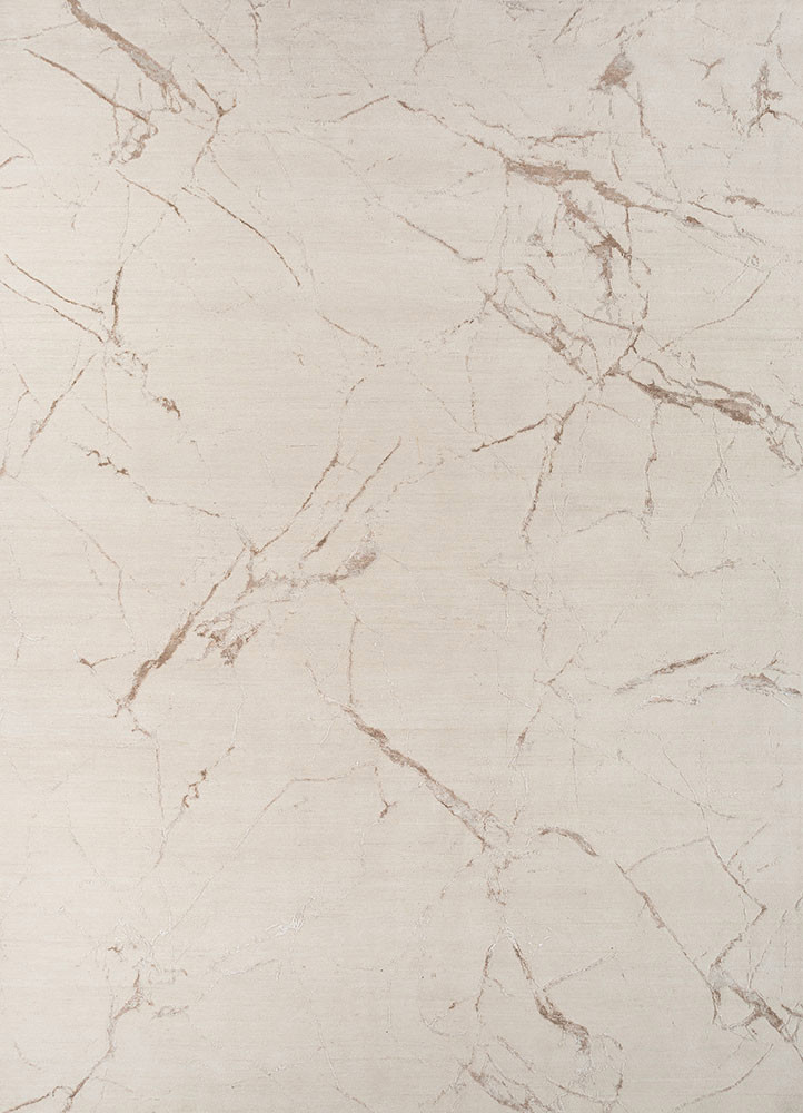 urban pause by kavi ivory wool and bamboo silk hand knotted Rug - HeadShot