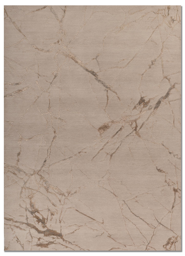 urban pause by kavi ivory wool and bamboo silk hand knotted Rug - HeadShot