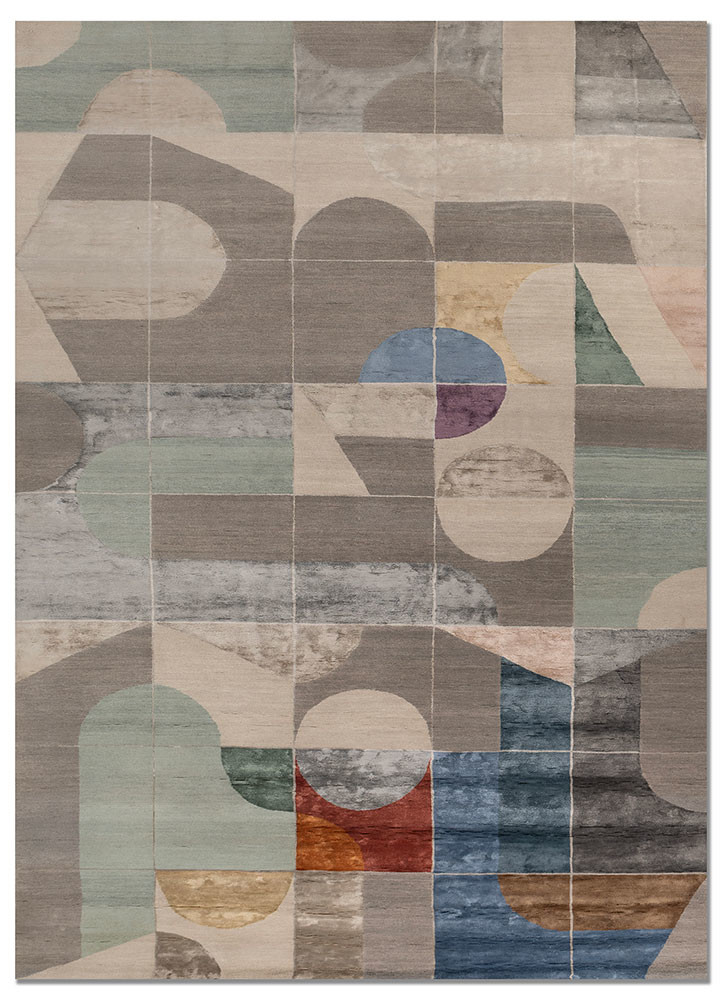 aprezo grey and black wool and bamboo silk hand knotted Rug - HeadShot aprezo grey and black wool and bamboo silk hand knotted Rug - HeadShot