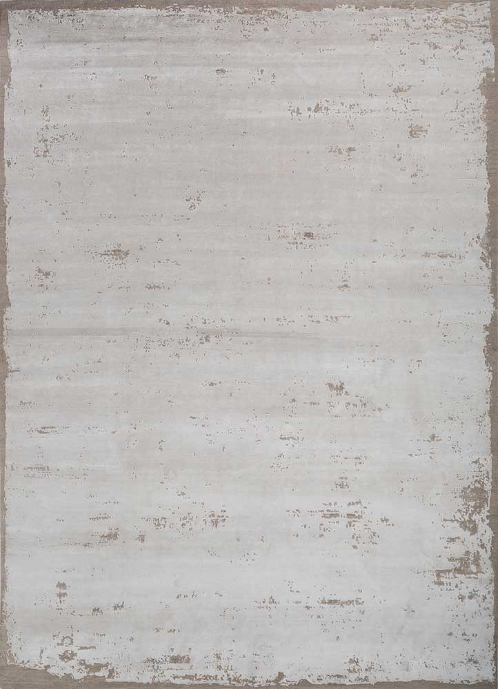  ivory wool and bamboo silk hand knotted Rug
