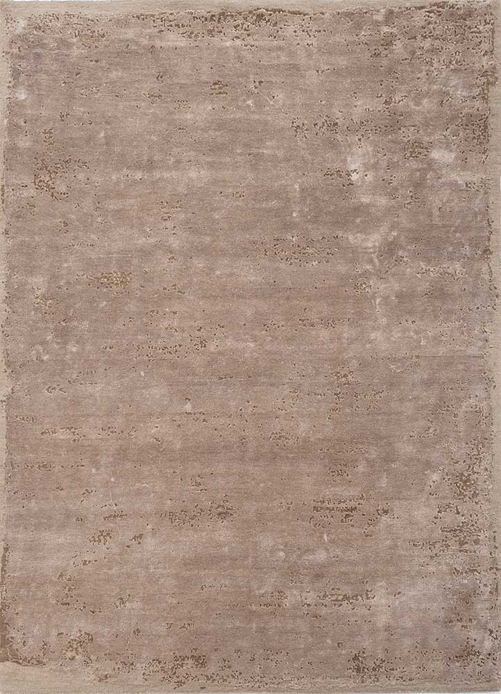  beige and brown wool and bamboo silk hand knotted Rug