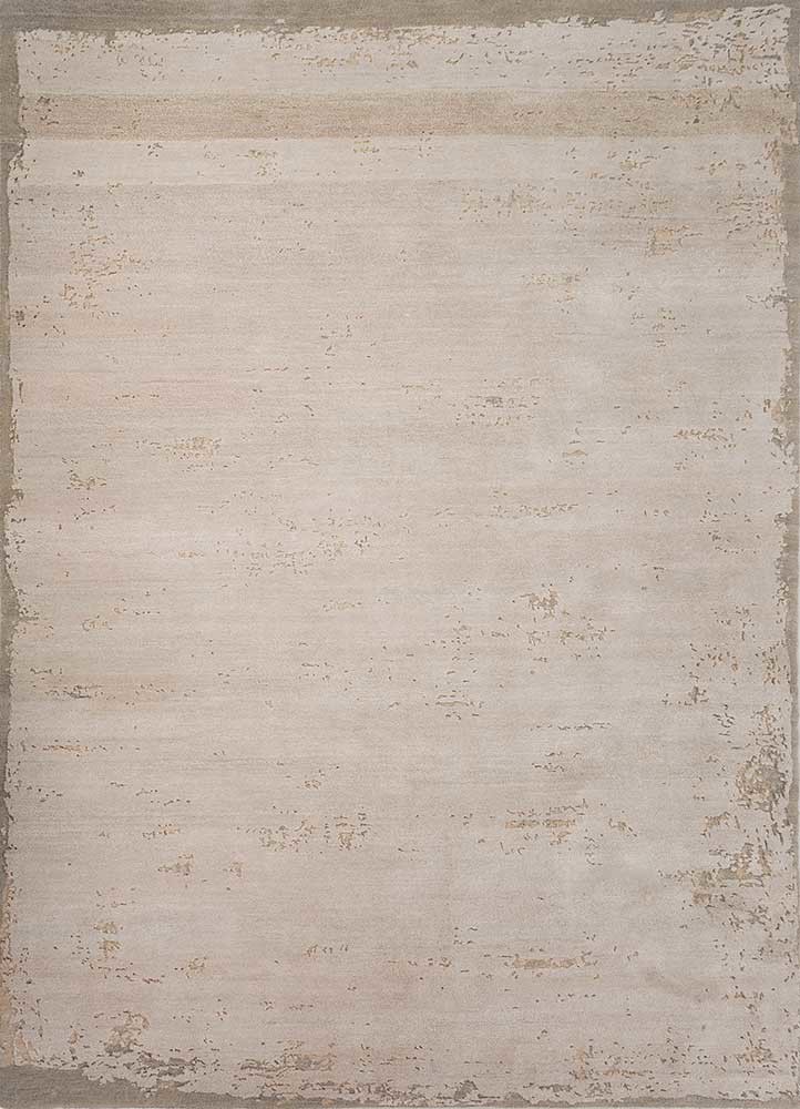  beige and brown wool and bamboo silk hand knotted Rug
