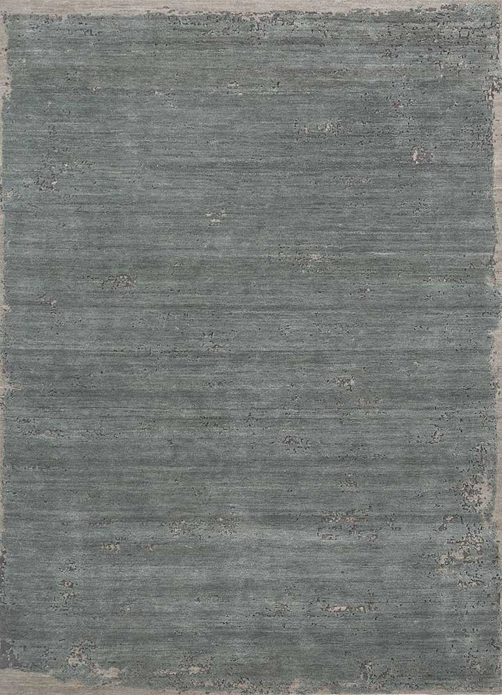  blue wool and bamboo silk hand knotted Rug