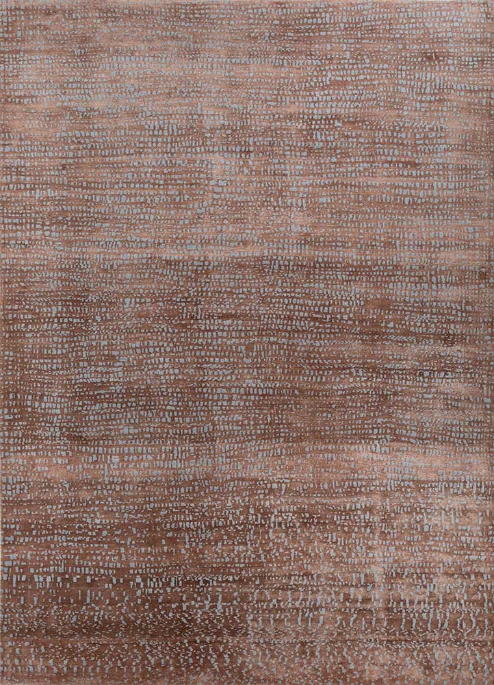  beige and brown wool and bamboo silk hand knotted Rug
