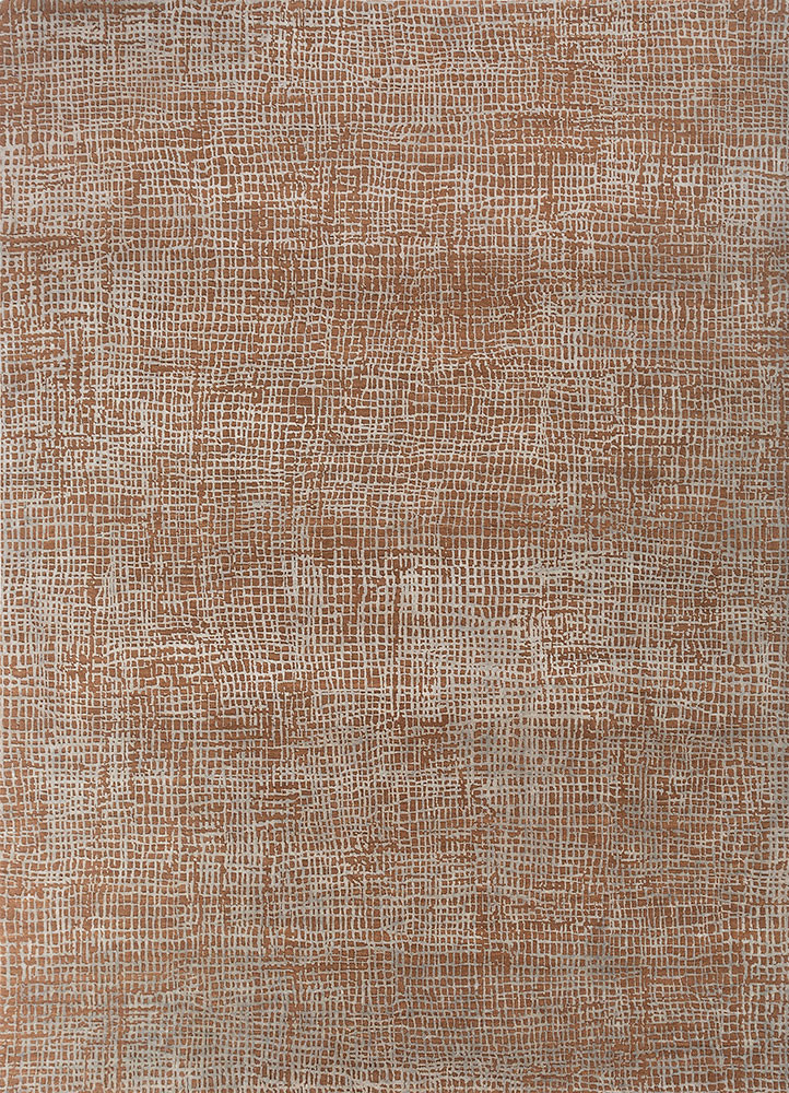  red and orange wool and bamboo silk hand knotted Rug