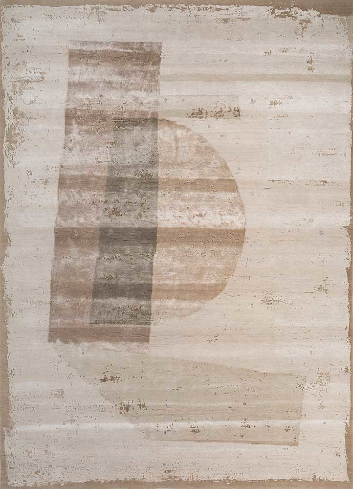 ivory wool and bamboo silk hand knotted Rug
