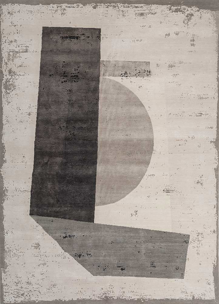  ivory wool and bamboo silk hand knotted Rug