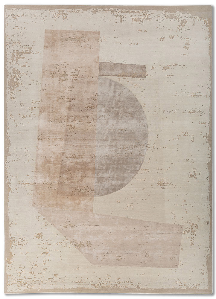 ivory ivory wool and bamboo silk hand knotted Rug