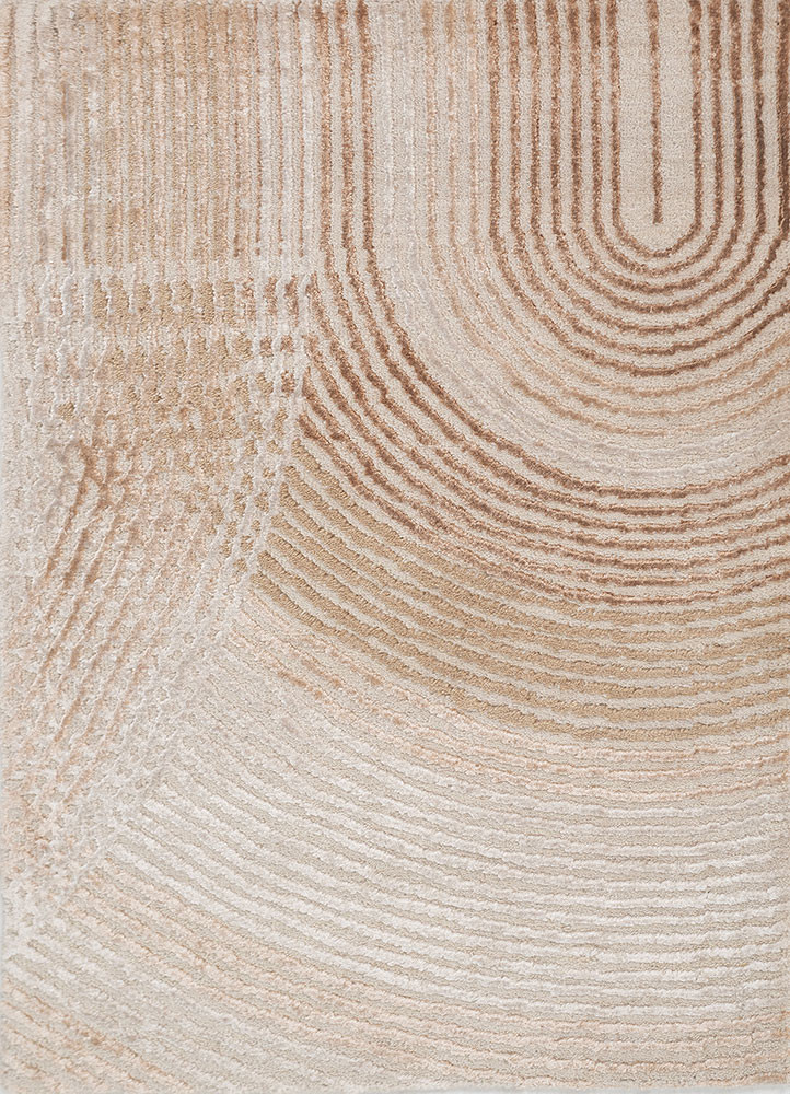 ivory ivory wool and bamboo silk hand knotted Rug