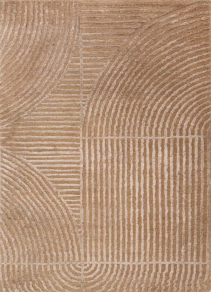 beige and brown beige and brown wool and bamboo silk hand knotted Rug