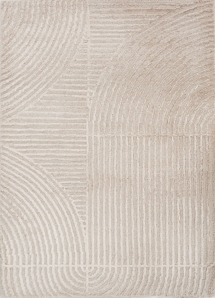 ivory ivory wool and bamboo silk hand knotted Rug