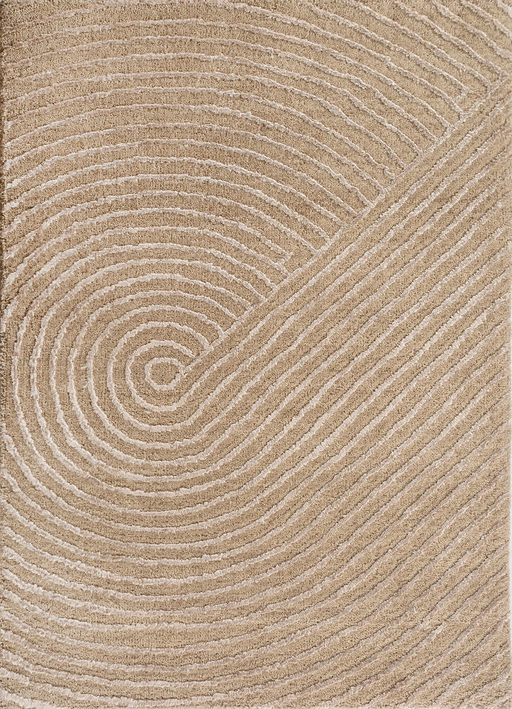 beige and brown beige and brown wool and bamboo silk hand knotted Rug