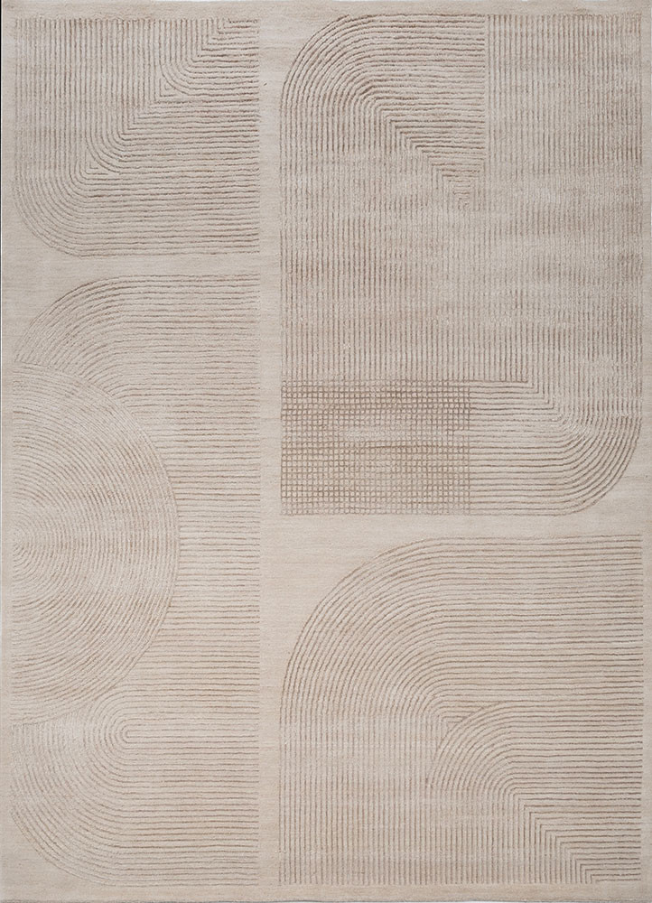  ivory wool and bamboo silk hand knotted Rug