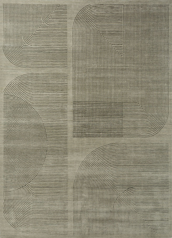  green wool and bamboo silk hand knotted Rug