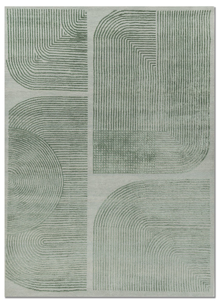 unfold by kavi blue wool and bamboo silk hand knotted Rug - HeadShot