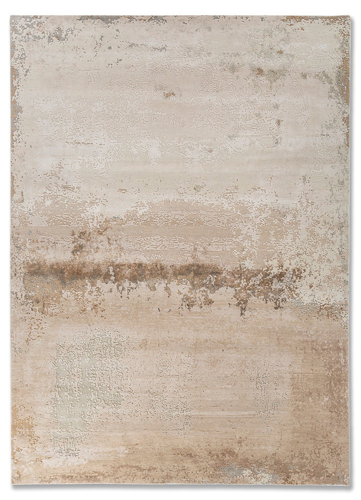 ivory ivory wool and bamboo silk hand knotted Rug